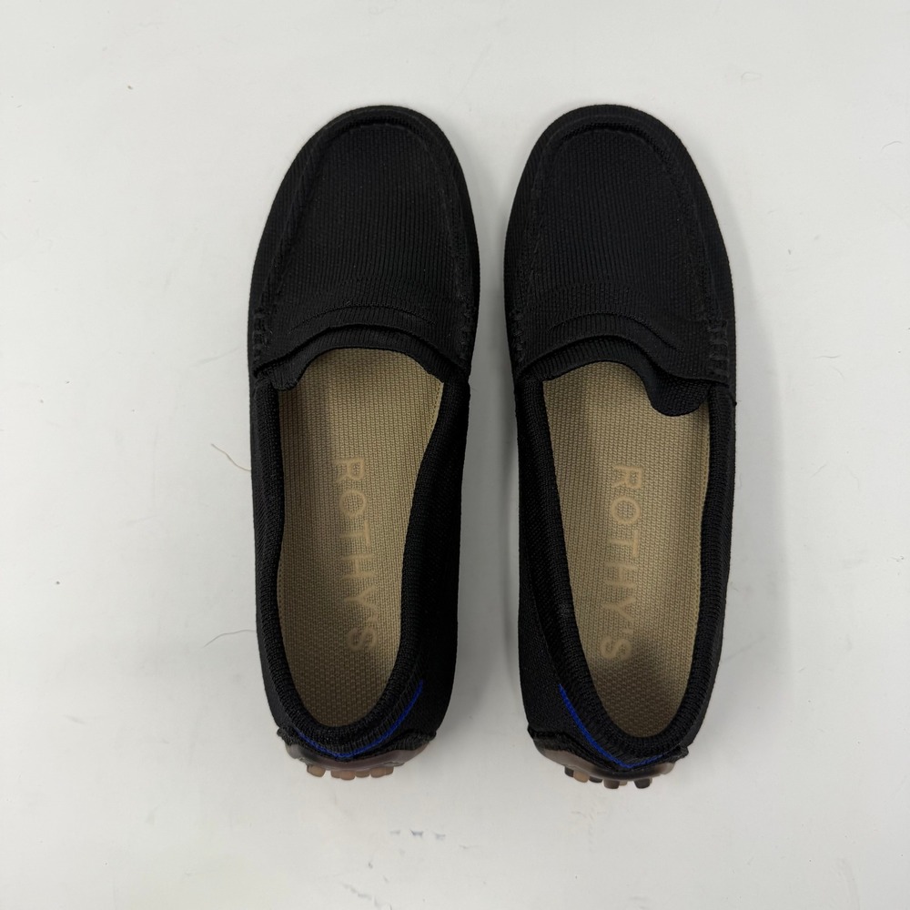 Rothy's The Driver Penny Loafer Flat Black Knit Womens Size 6.5